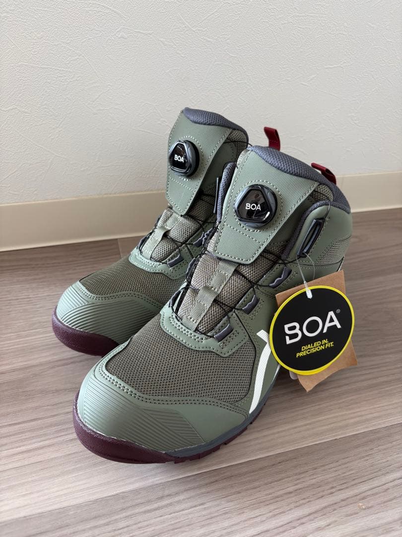 BOA ハイカット安全靴 オリーブグリーン