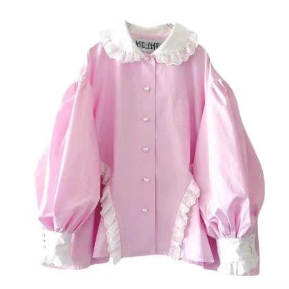 新品 heihei ピンク シャツ パフスリーブブラウス　ヘイヘイ