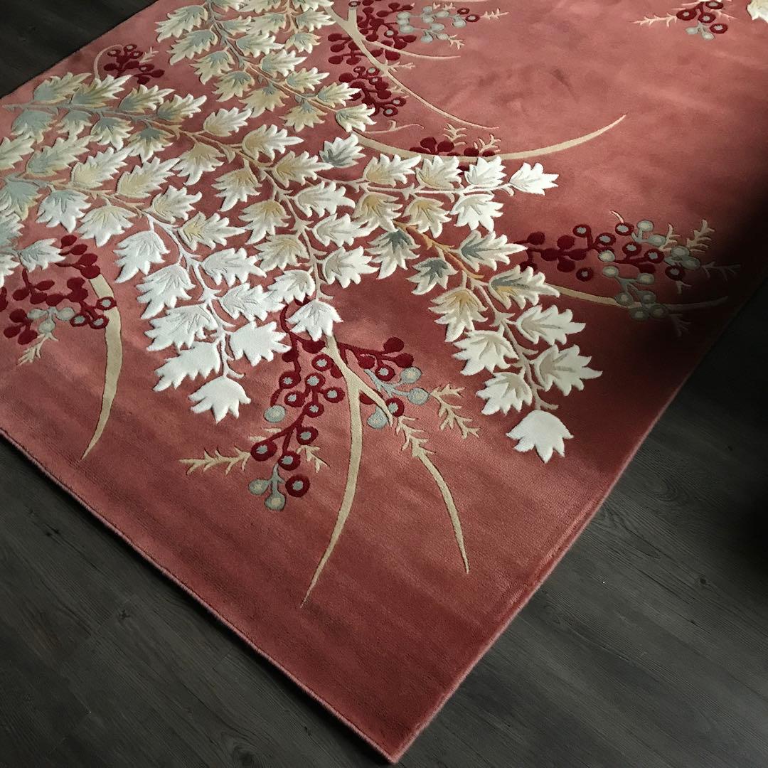 花柄 和風 ラグ ラグマット 段通 絨毯169×241.5cm ローズ