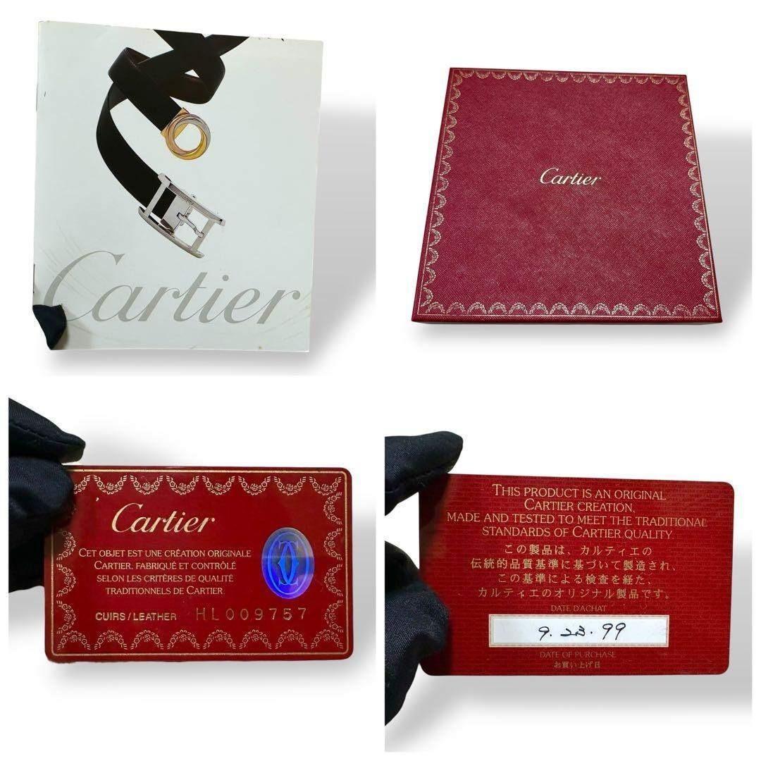 未使用級 カルティエ ベルト レザー ボルドー ゴールドバックル ダブル