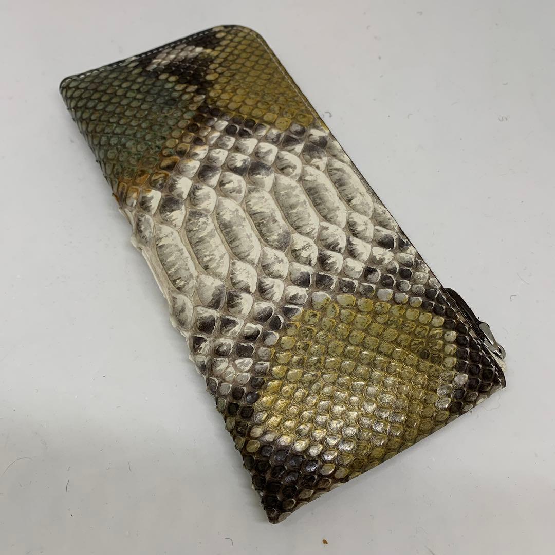 田川英樹 さん専用新品　一枚革　蛇革パイソン　Ｌ型 ミックスカラー長財布