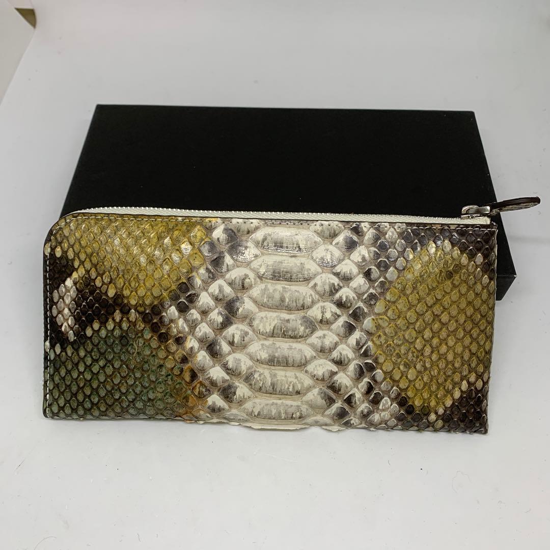 田川英樹 さん専用新品　一枚革　蛇革パイソン　Ｌ型 ミックスカラー長財布