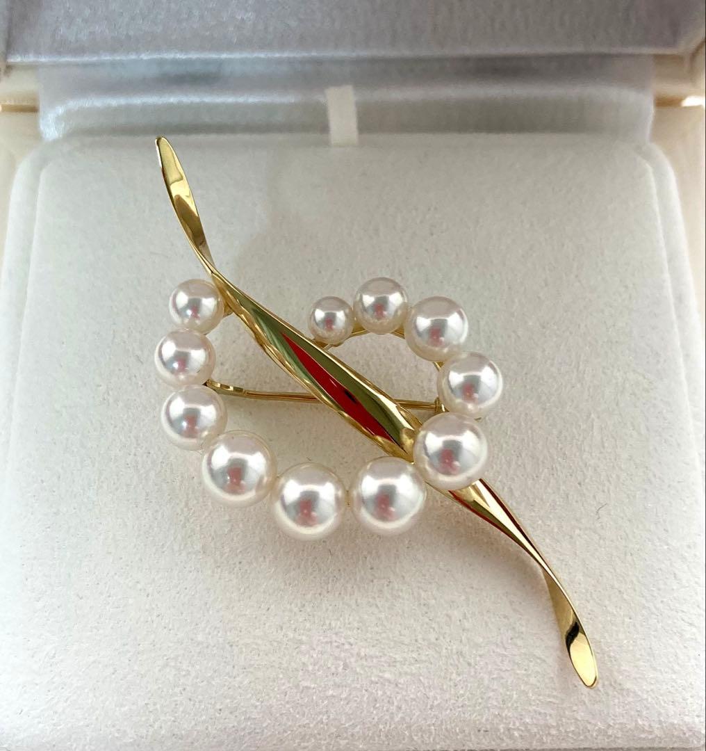 極美品】ミキモト パール ブローチ K18YG 現行品 ケース・外箱 愛子様