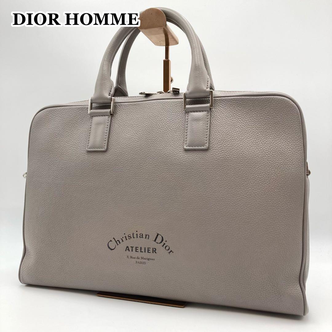 ち✨ Dior HOMME アトリエ ビジネスバッグ 本革 グレー ロゴ