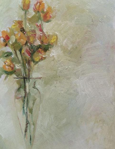 油絵 菅家令子 絵 絵画 インテリア uF6-113402 花 ばら