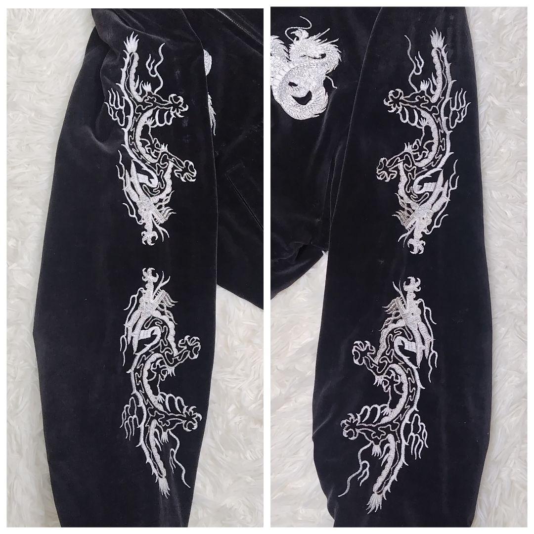 希少】 スカジャン 総刺繍 リバーシブル ドラゴン 日本地図 花 y2k