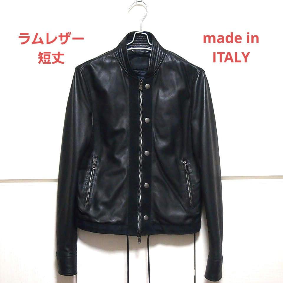 美品★ディーゼル ブラックレーベル　ラムレザー　ライダースジャケット　ブラック