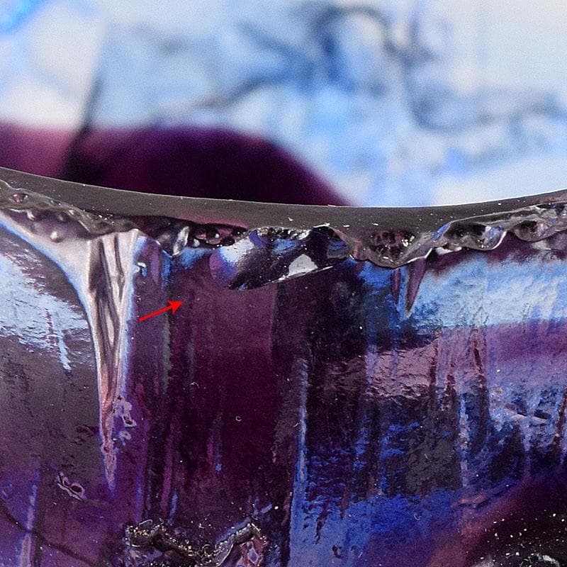 中国 ガラス工芸 琉璃夏氏 花彫刻 急須型 置物 箱・証明書付 C 8201