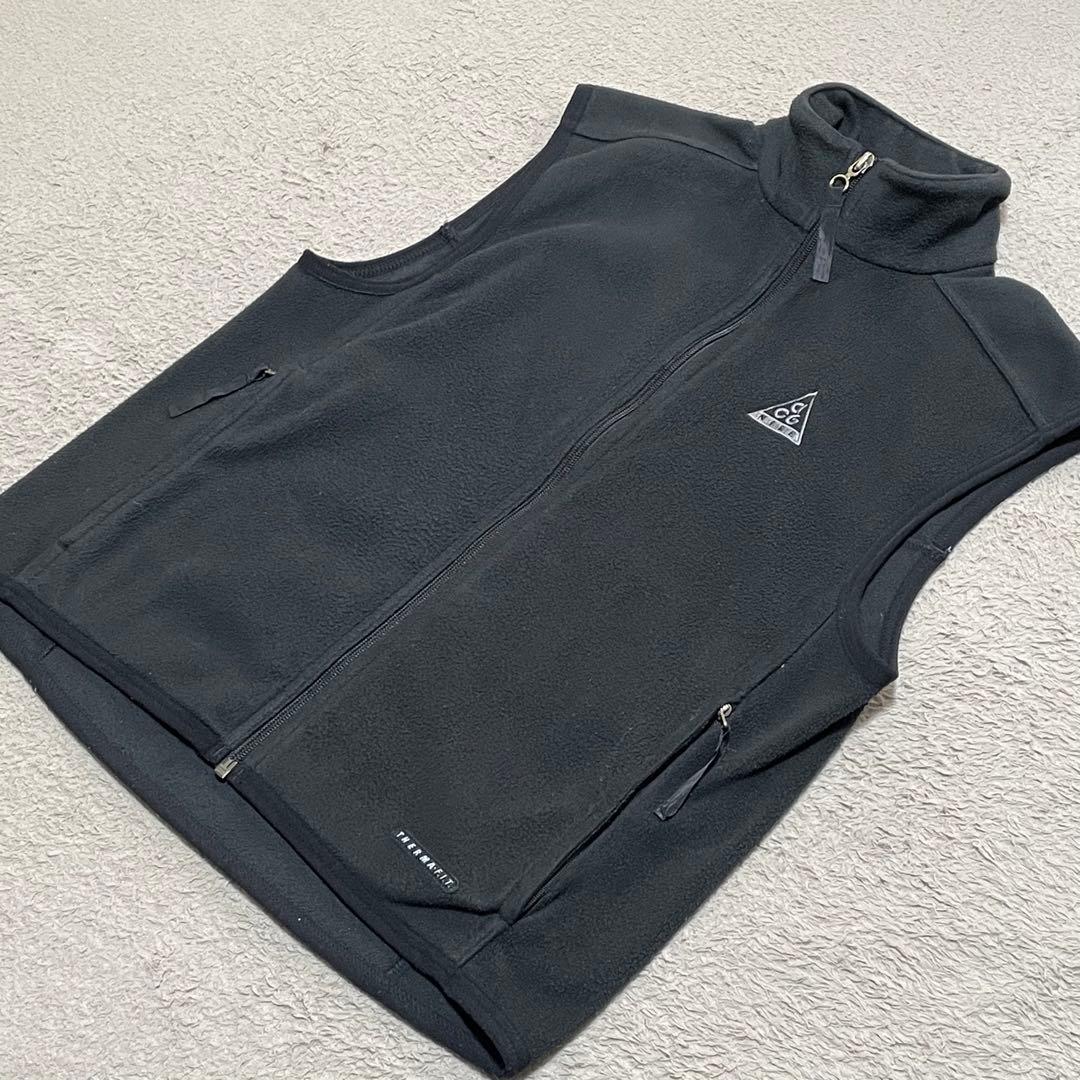 NIKE ACG フリースベスト 90s 黒タグ ロゴ刺繍 ジップアップ S - メルカリ