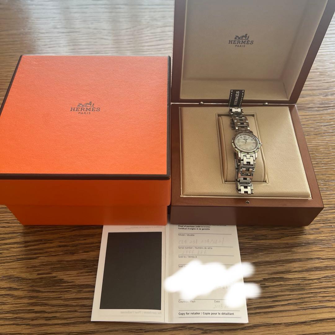 【美品】エルメス HERMES クリッパー ナクレ ピンク ダイヤ シェル