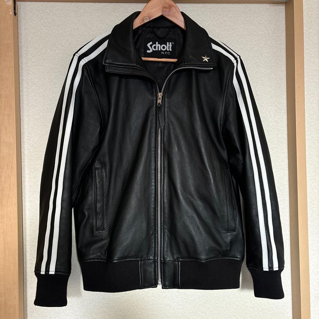 Schott ラムレザー　トラックジャケット　スタッズ付き