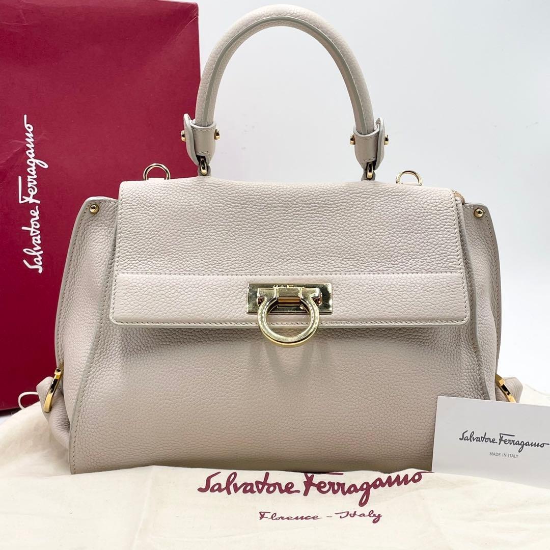 超極美品● フェラガモ ハンドバッグ ソフィア ガンチーニ 金具 レザー