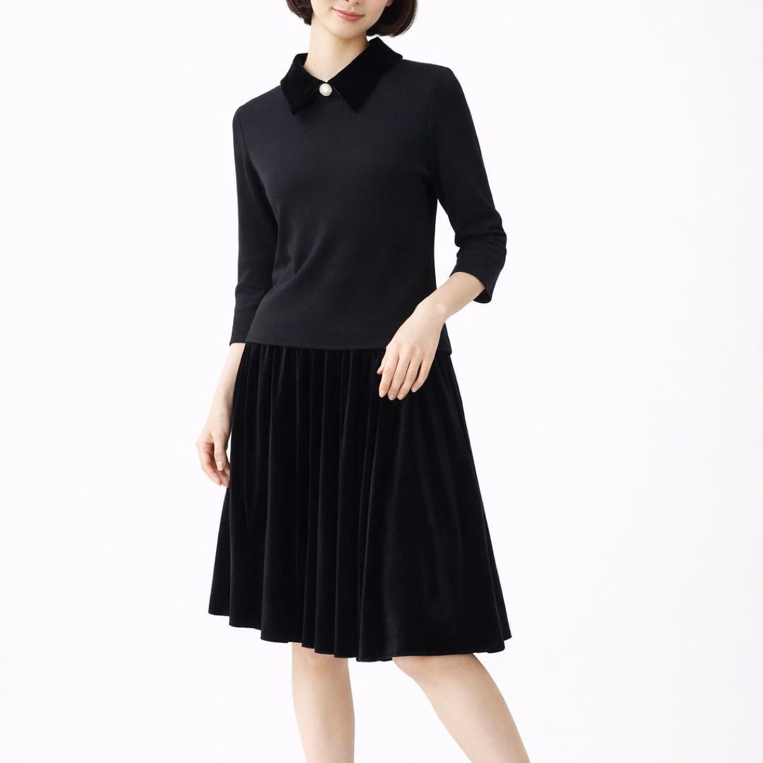 FOXEY フォクシー ベロア襟 ニット ブラック