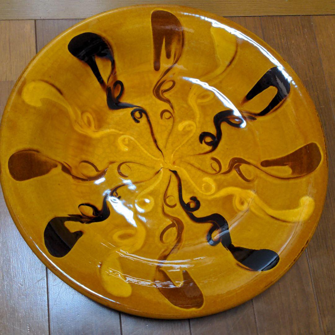 湯町窯　スリップウェア　尺3寸　大皿　民芸