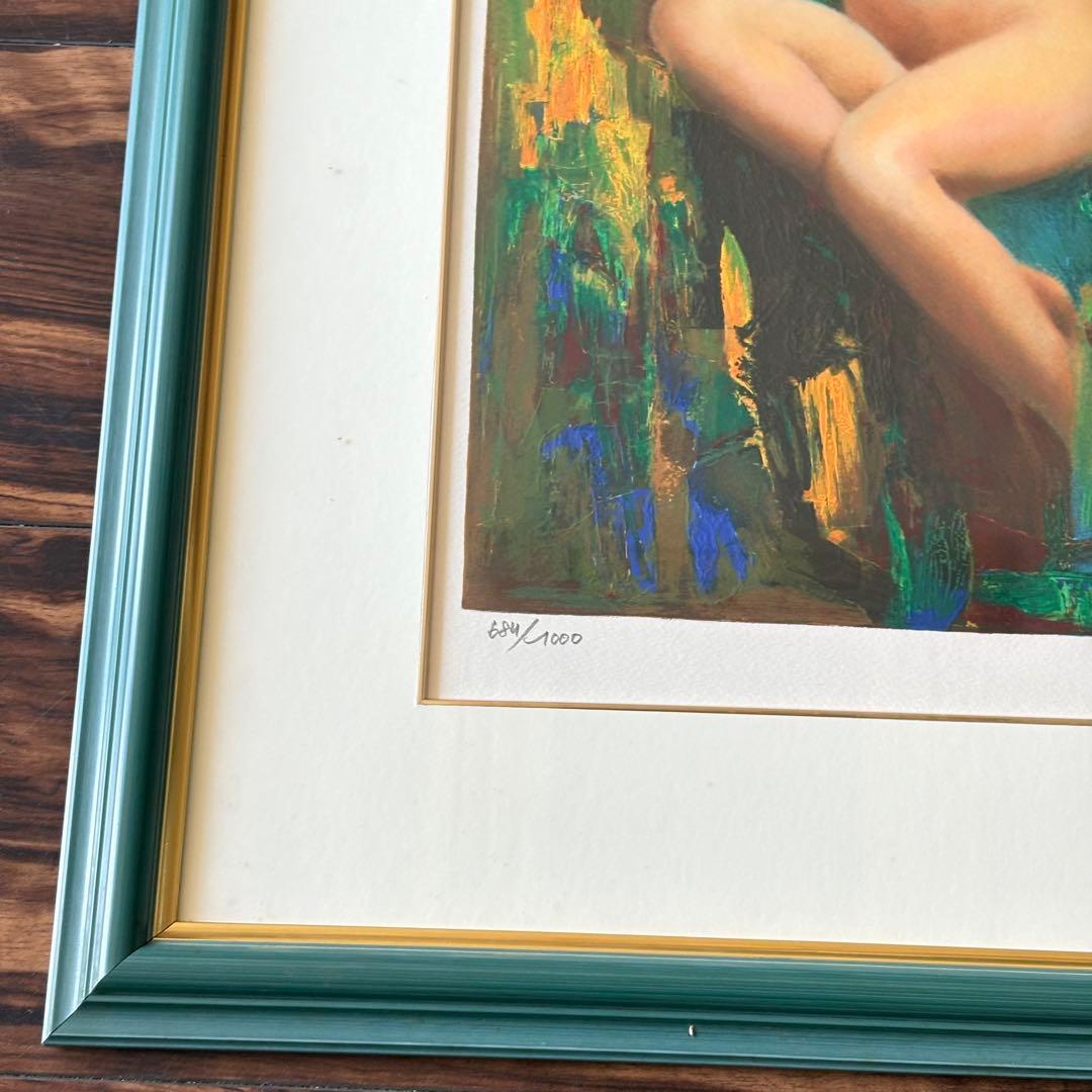 オウ・チュウ・ジェン)幸福のマリア 額装 裸婦 ヌード 美人画 リトグラフ J