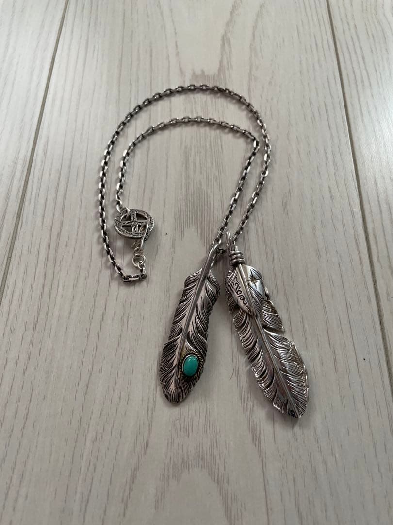 SAAD フェザーネックレス メディスンホイール付き46cm シルバー925