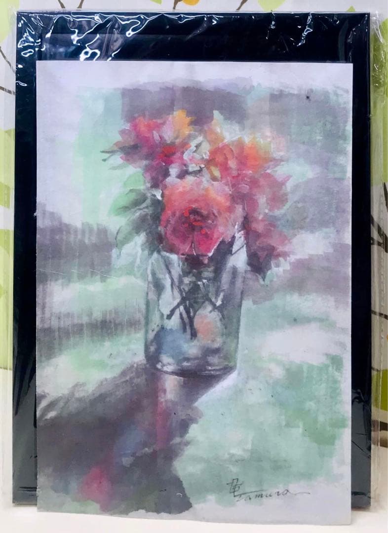 田村誠司 水彩画 花瓶の花