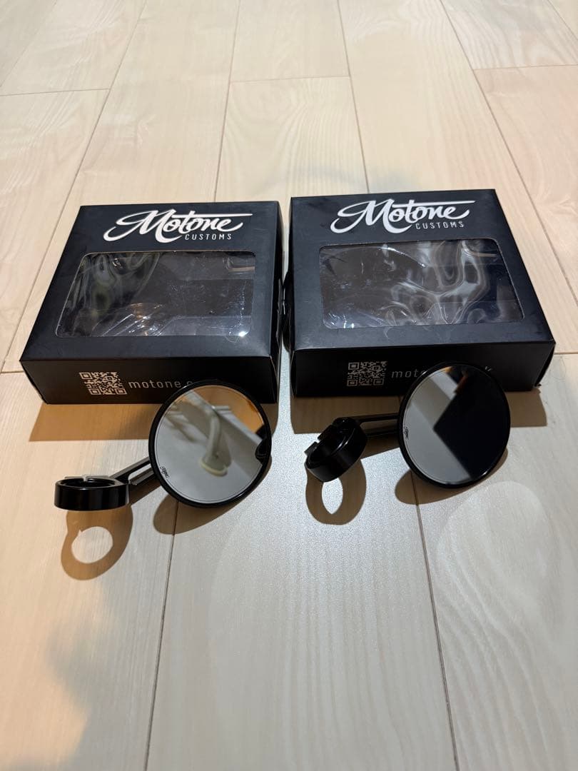 Motone Customs バーエンドミラー 左右セット ブラック80mm 【商品紹介】 CNC バーエンドミラー Ver2 ブラック JPY6,600- /pr