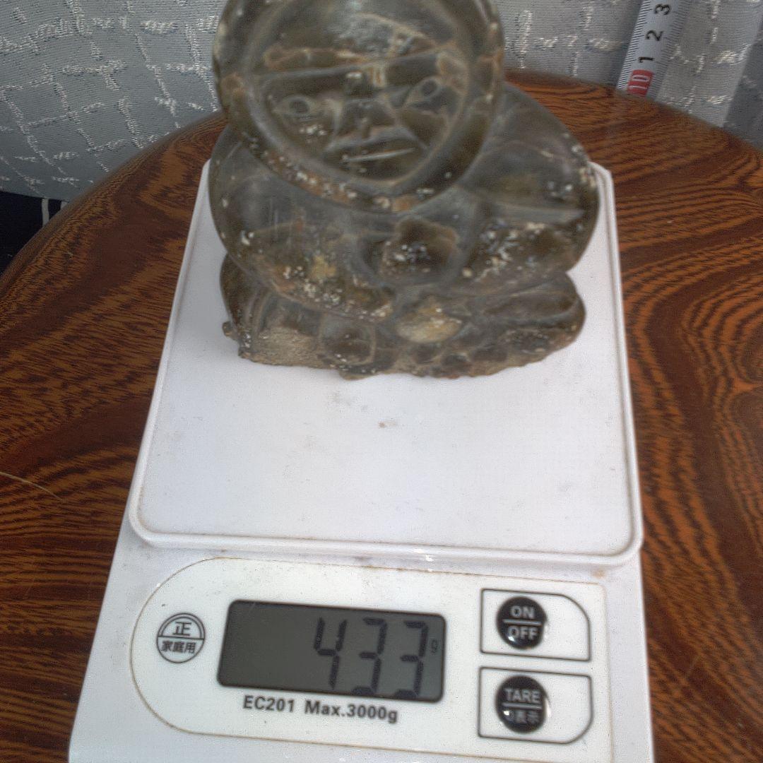 骨董5 イヌイット?黒色石製座仏像