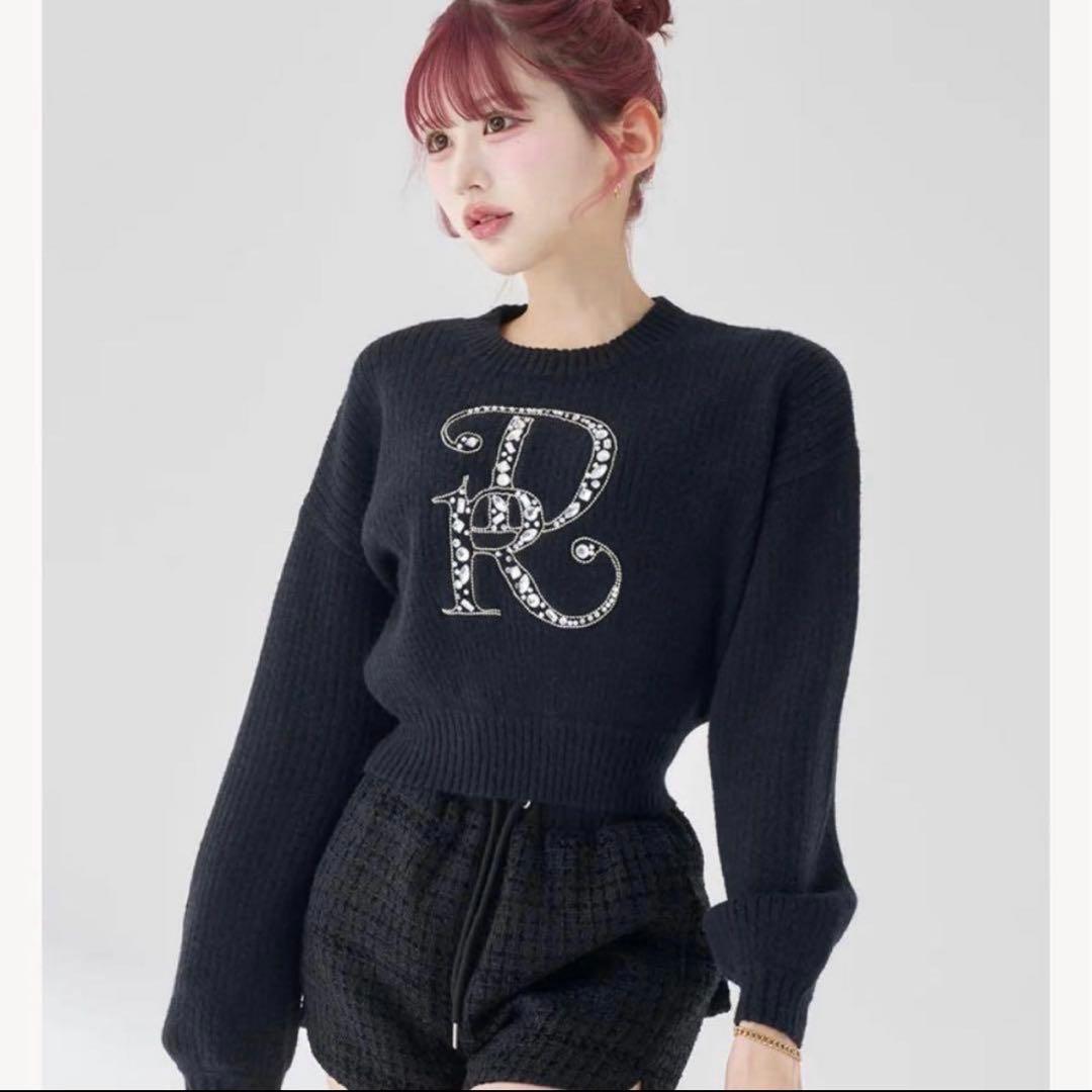 Darich DRビジューボリュームリブニットトップス Black Darich（ダーリッチ） ニット セーター DRビジューボリューム