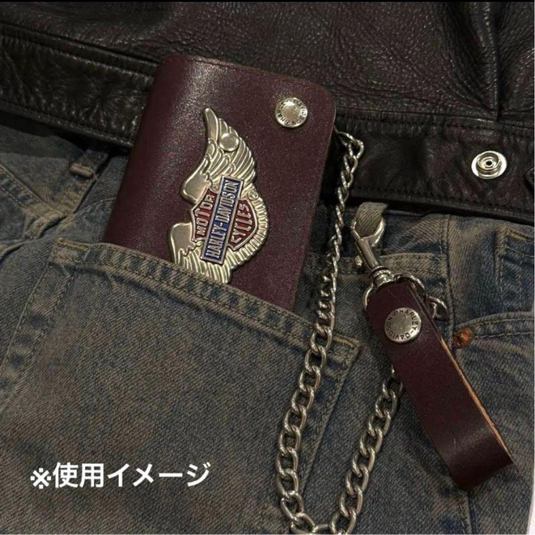 極美品‼️ハーレーダビッドソン 長財布 チェーン付き ブラウン