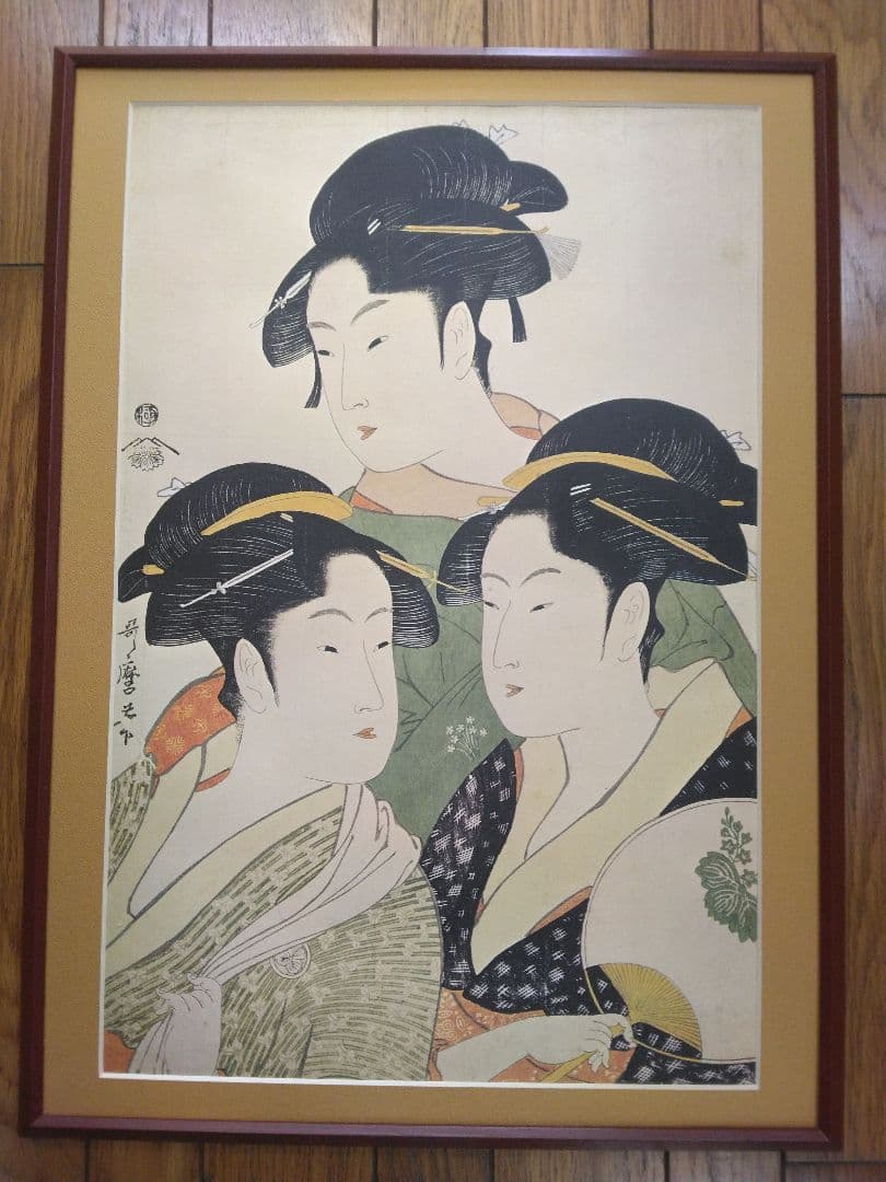 喜多川歌麿　寛政三美人　額装品
