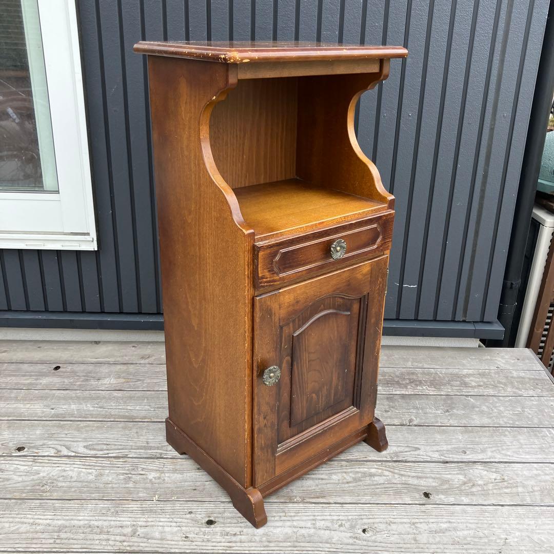 昭和レトロ カリモク コロニアル 木製コールキャビネット 飾り棚 古家具 電話台