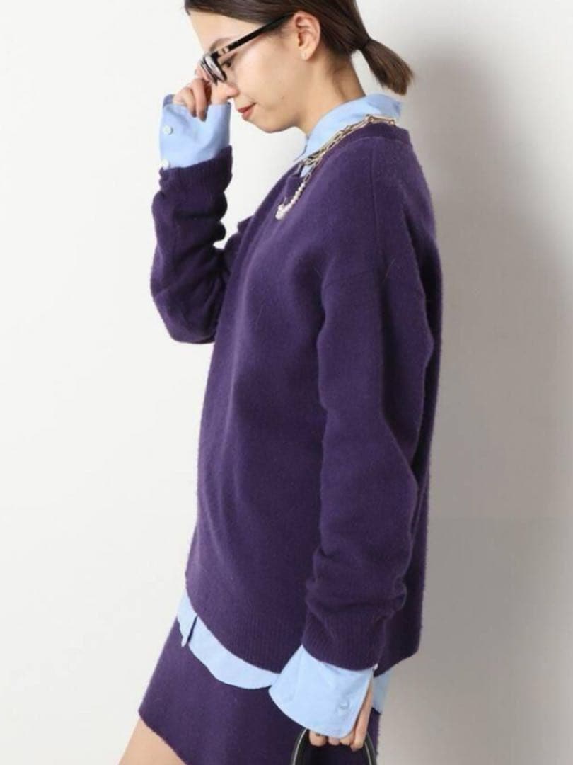 ドゥーズィエムクラス フォックス混shaggy ニット パープル - メルカリ