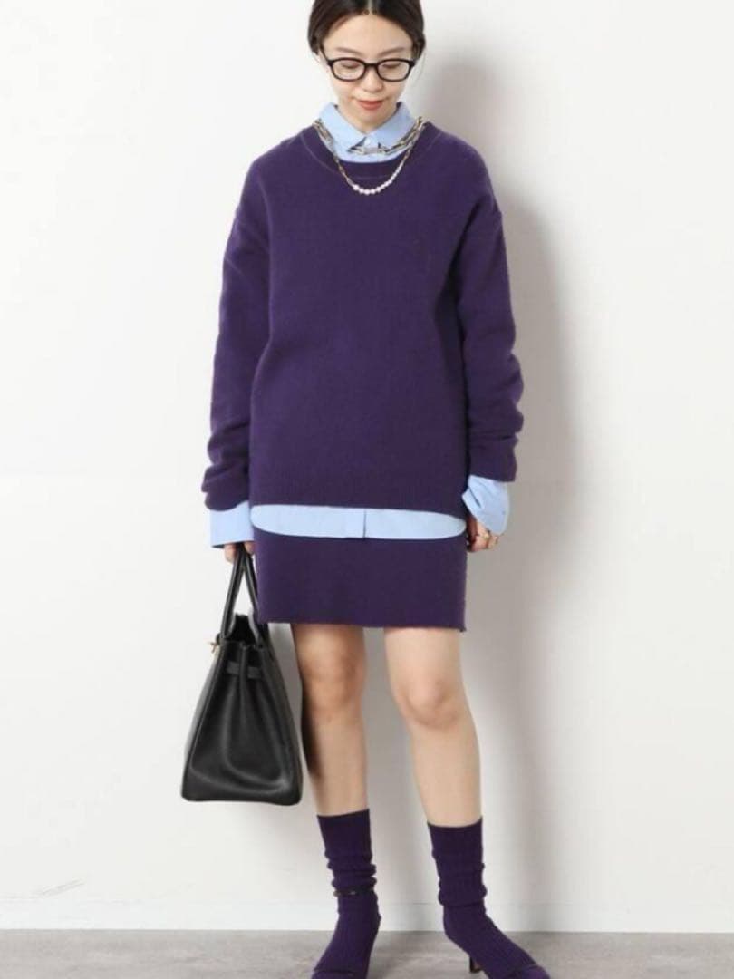 ドゥーズィエムクラス フォックス混shaggy ニット パープル - メルカリ