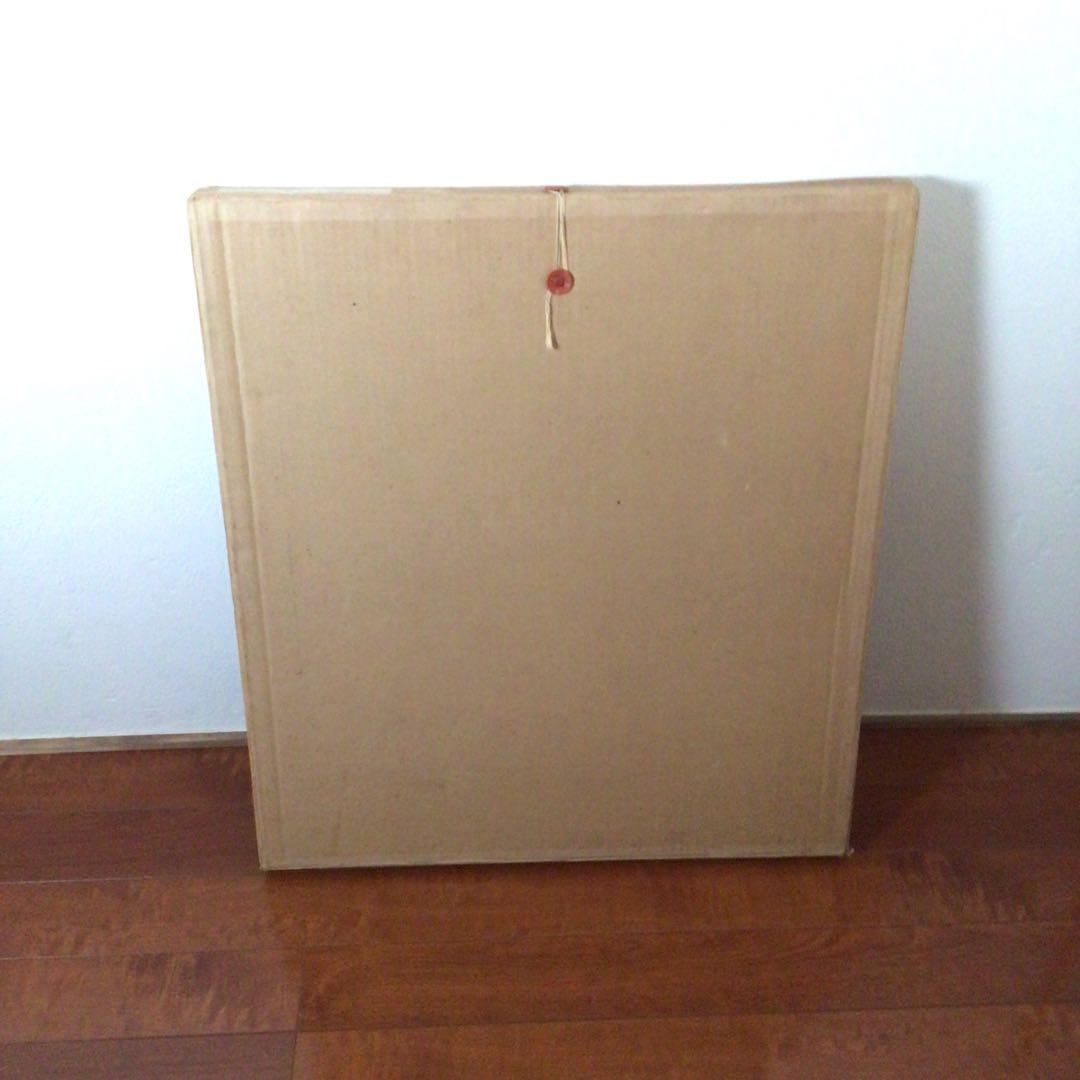 No2758 額装 井阪仁 「赤い屋根の風景」 黄袋共箱 日本画 琳派 送料