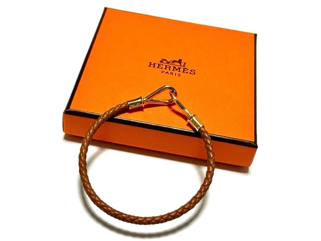 HERMES ブラウンレザーブレスレット