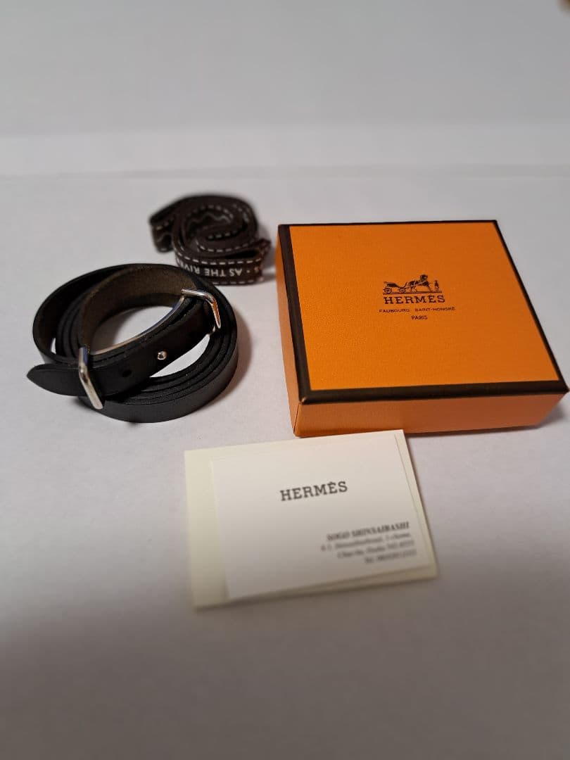 HERMES ブラックレザーブレスレット