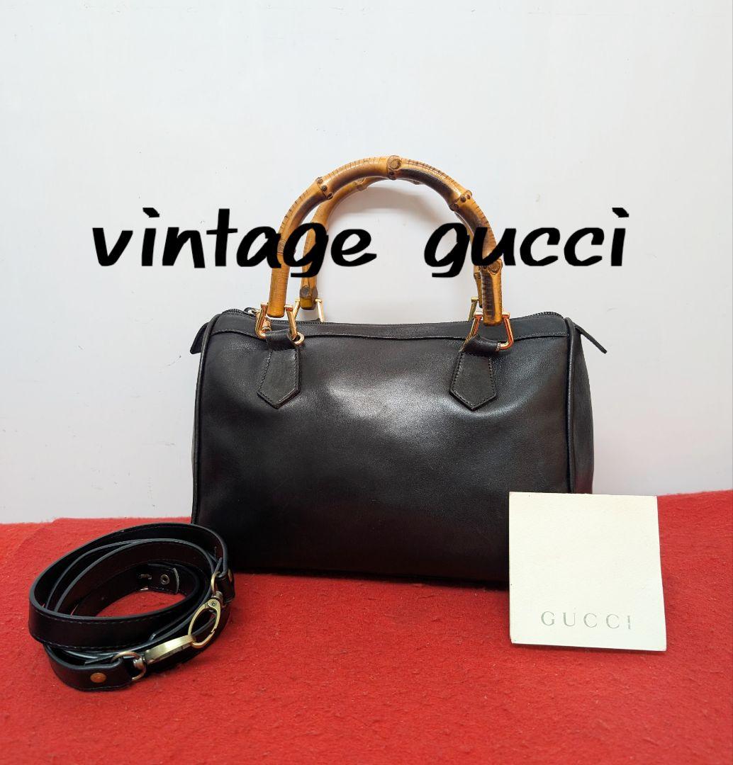 美品 極希少！Gucci バンブー レザーハンドバッグ ボストンバッグ 2way