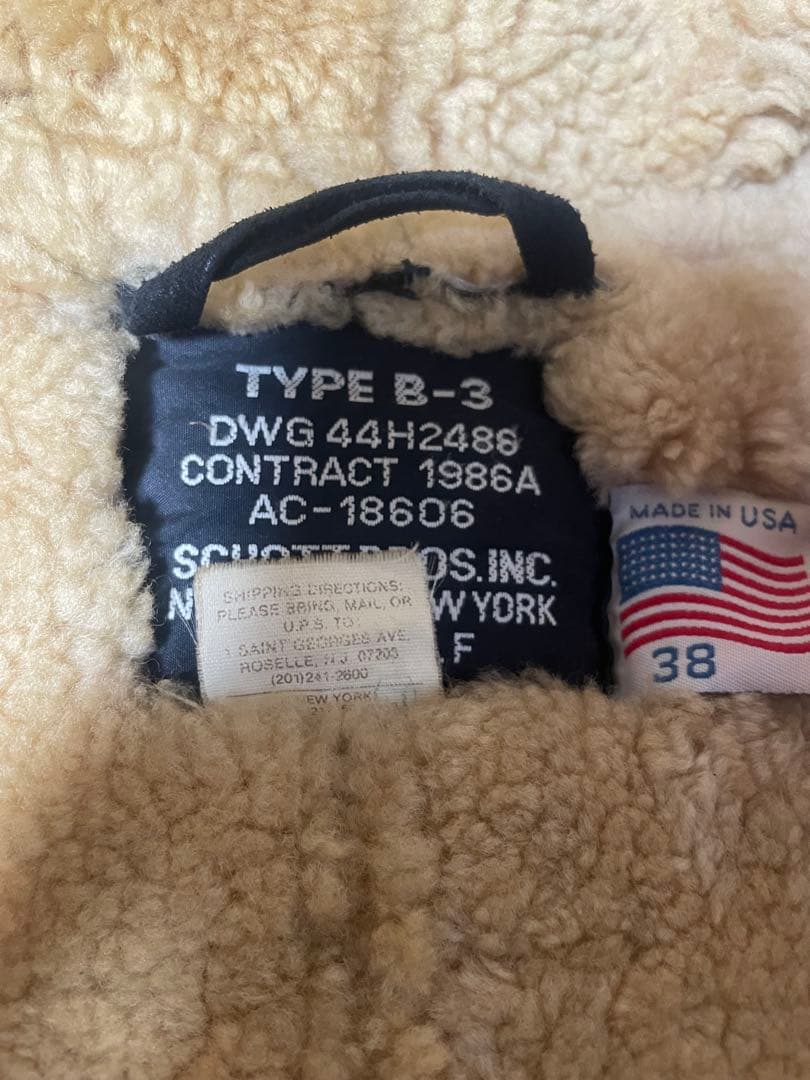SCHOTT B-3 ムートンジャケット Lサイズ USA製 ゴールド金具 38 - メルカリ