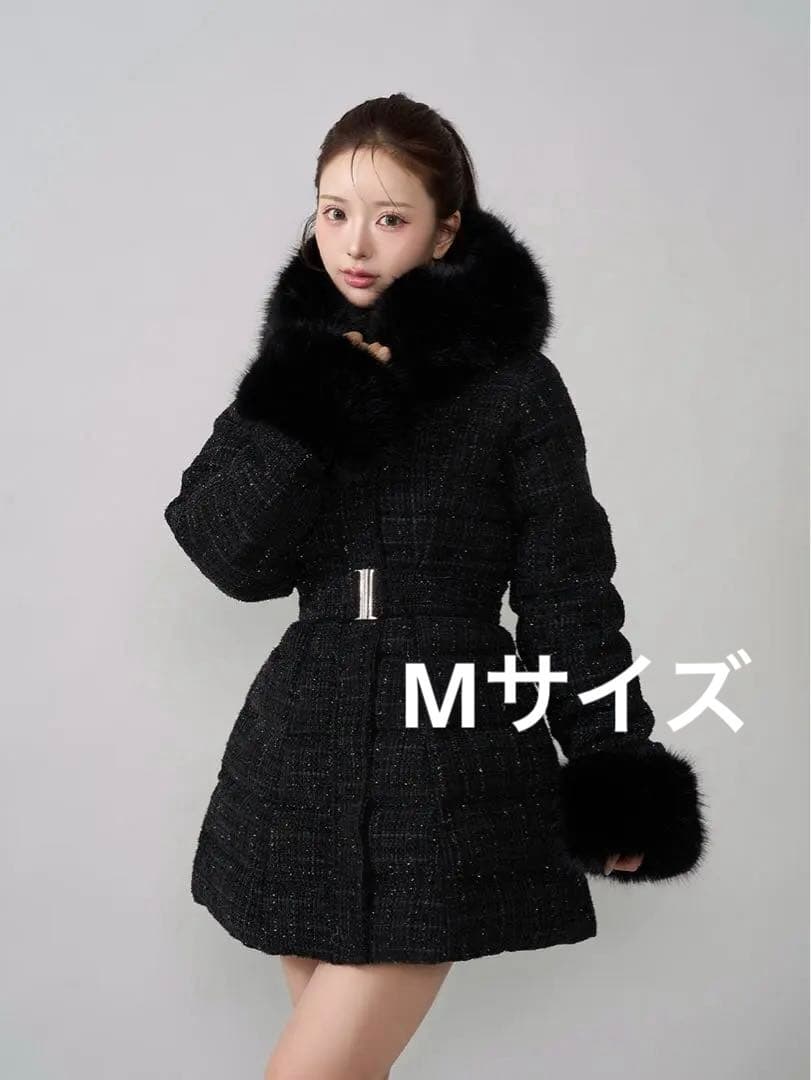 darich レディミディツイードダウンコート M ダーリッチ Darich レディミディツイードダウンコート （ブラック