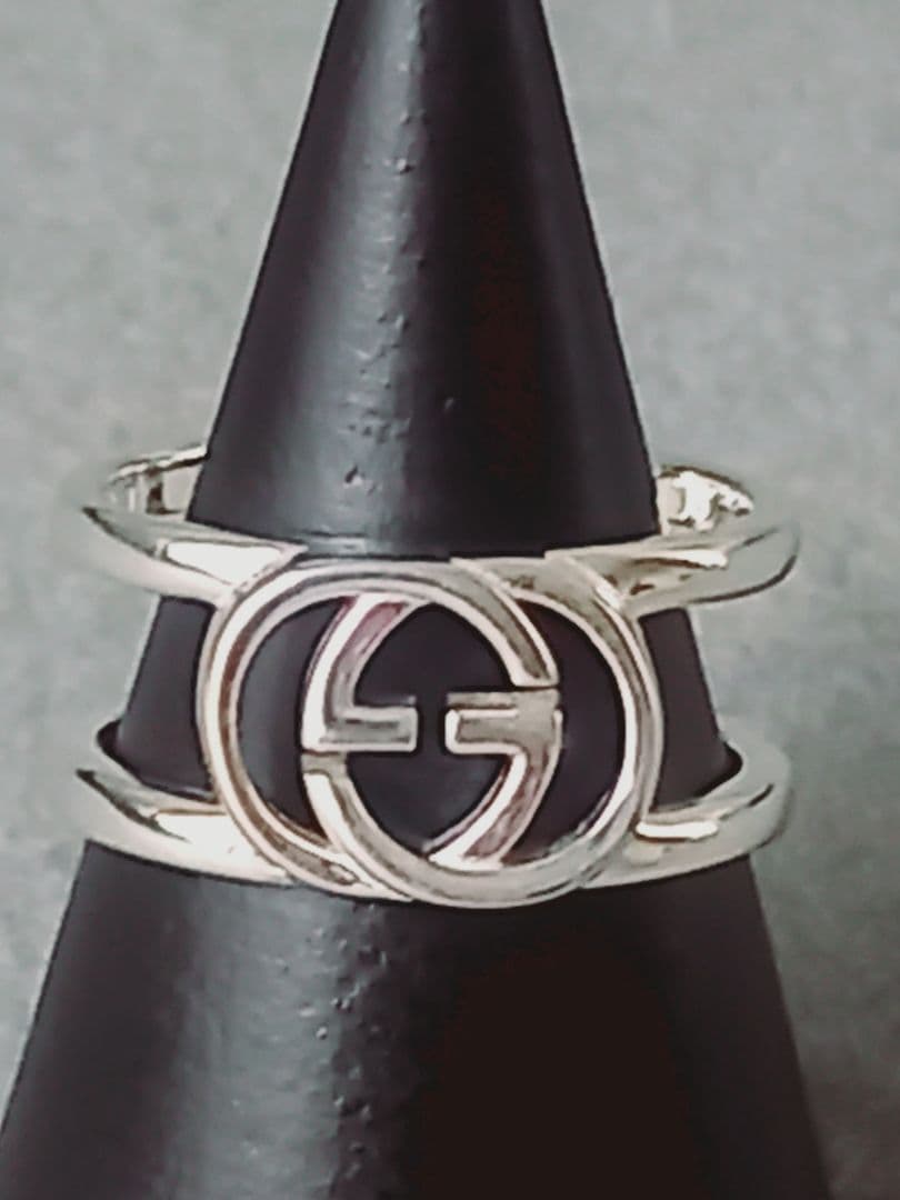 美品 GUCCI グッチ インターロッキング ダブルG オープンリング