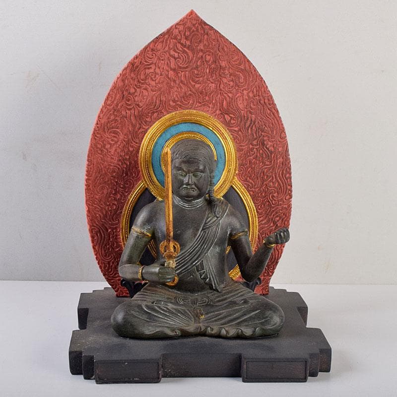 仏教美術　樹脂製　彩色　不動明王坐像　仏像　M　8680