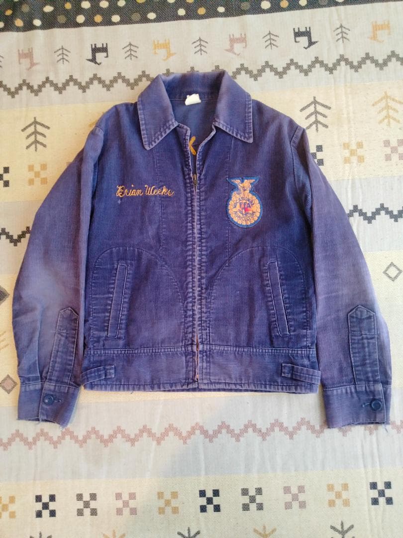 ビンテージ60年代FFA両面刺繍ワッペンコーデュロイJKTジッパーTALON36