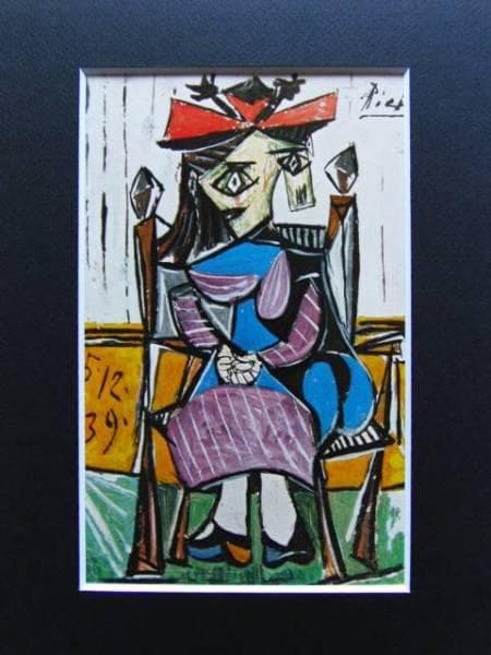 ピカソ、肘かけ椅子の女、希少画集画、新品額付