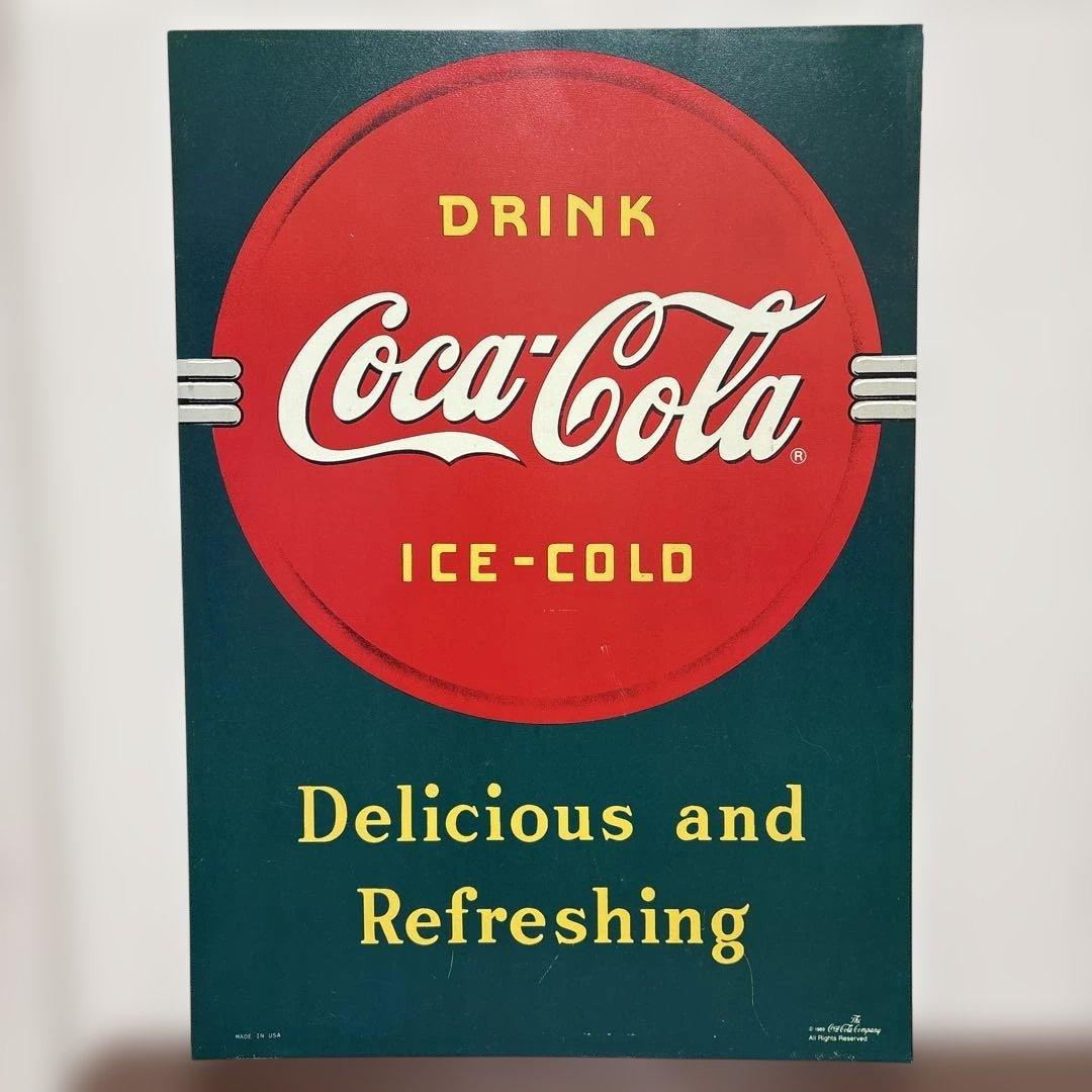 Coca-Cola コカコーラ USA製 1989 穴開け縁加工無しオリジナル版 Vintage Coca Cola Sign: Original 1940's Die Cut Porcelain 6 Pack