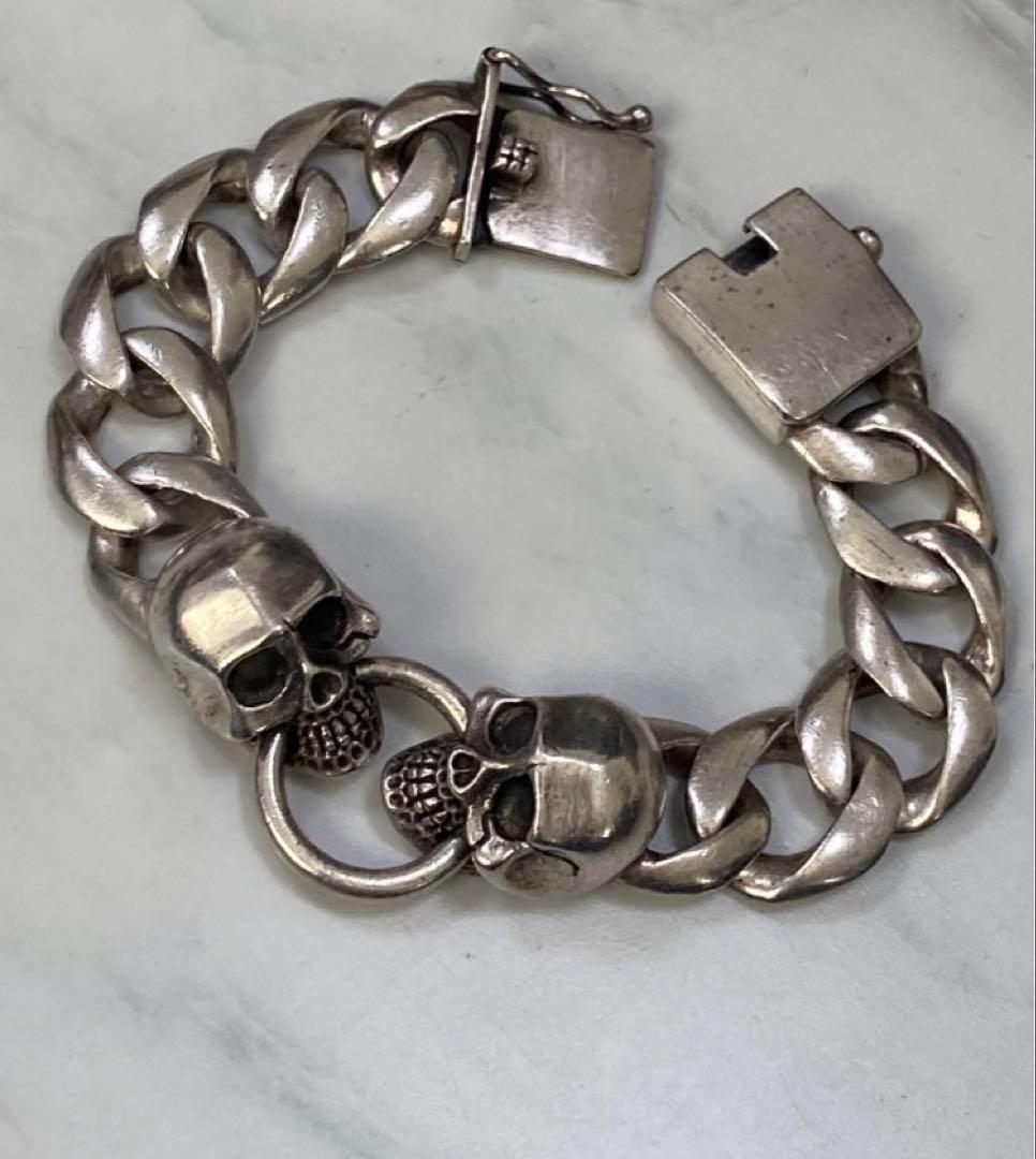 e-1] Silver925 / 93g SKULL ループ 極太喜平ブレス