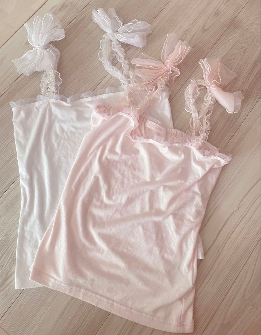 LIZ LISA 希少リズリサ♡肩リボン♡チュールフリルキャミ♡平成姫ギャル