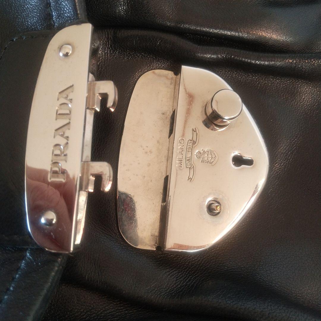 プラダ PRADA ハンドバッグ フリンジ ブラック レザー黒Y2K