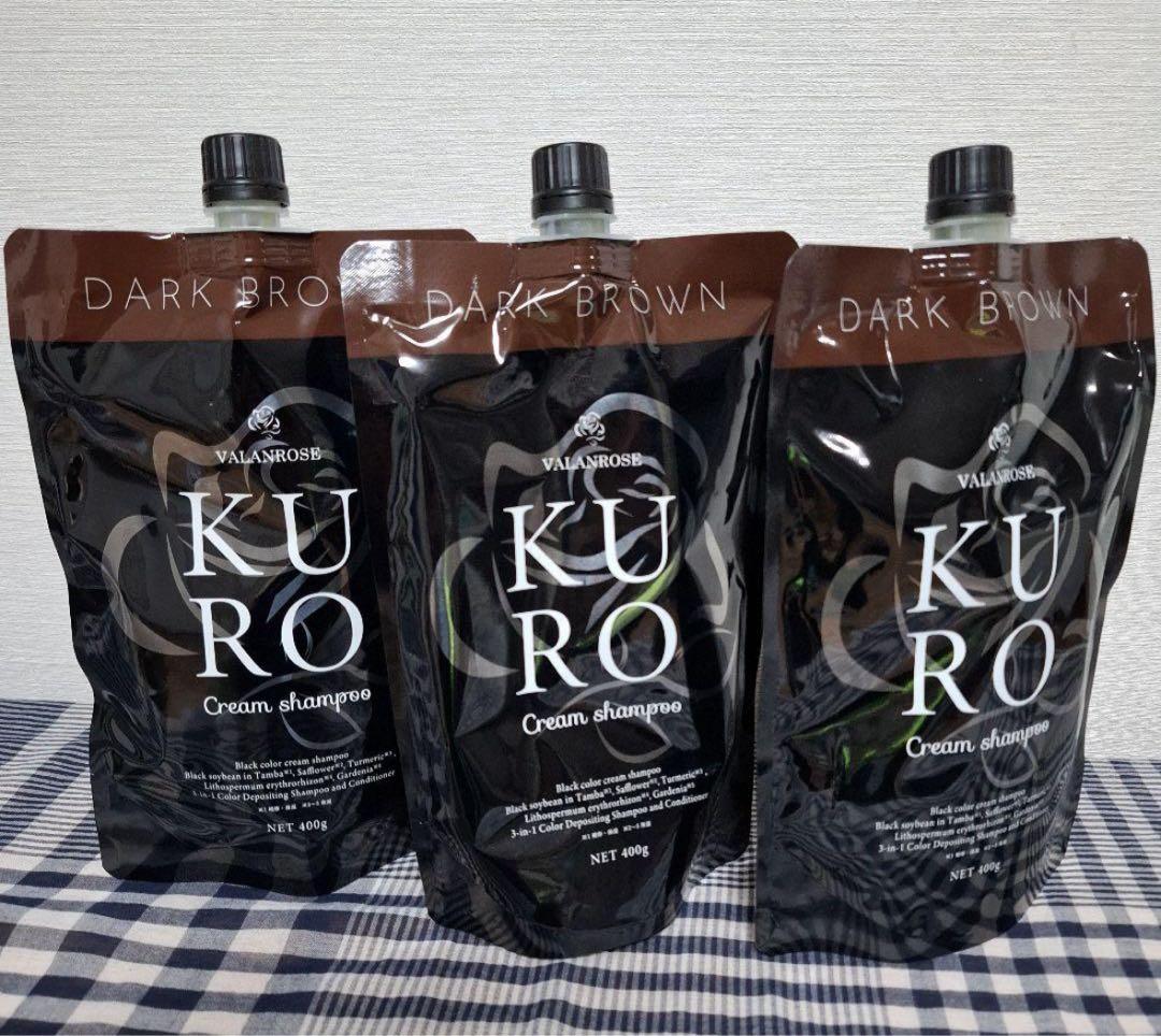 新品★バランローズ KUROクリームシャンプー★ダークブラウン400g３個セット