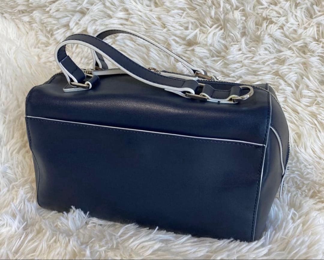 美品】2way アニエスベー ショルダーバッグ ボストン ネイビー レザー