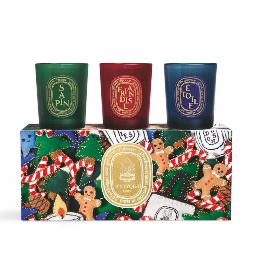 【完売品】diptyque 2024 ホリデー ミニキャンドルセット 70g×3