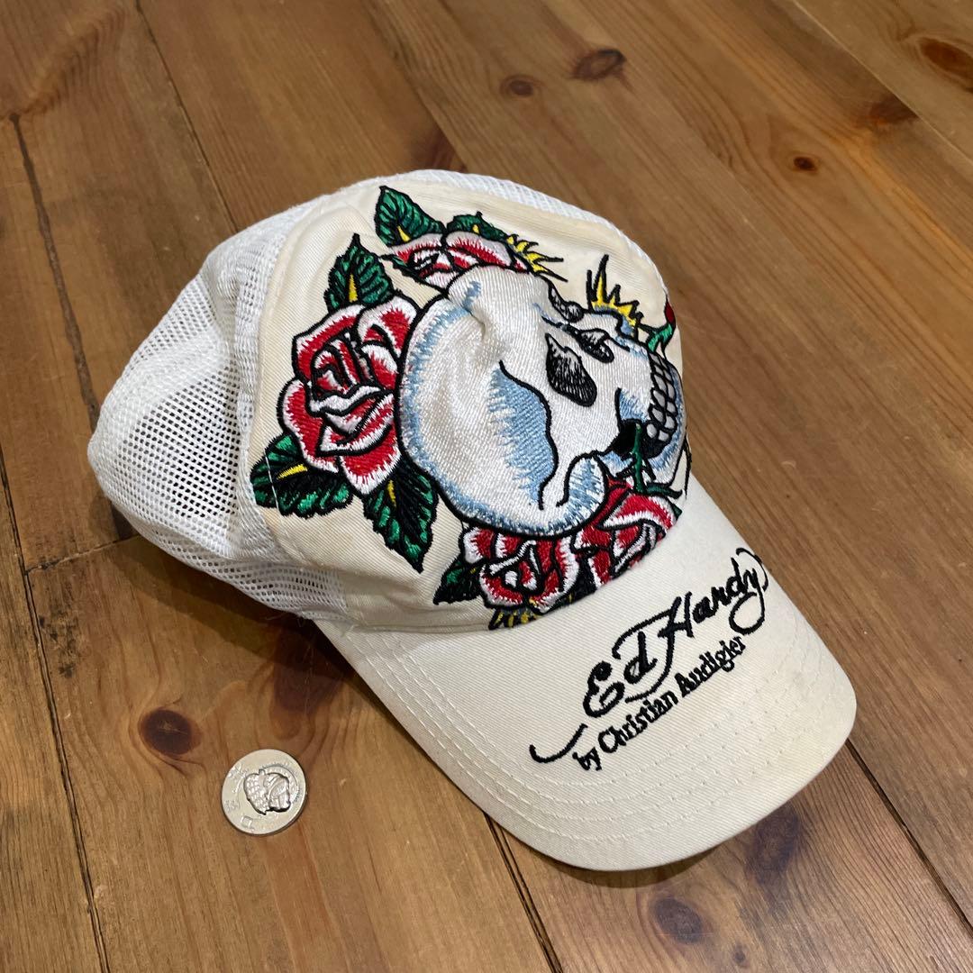 Ed Hardy エドハーディー メッシュキャップ 髑髏 薔薇 Y2K 難あり品