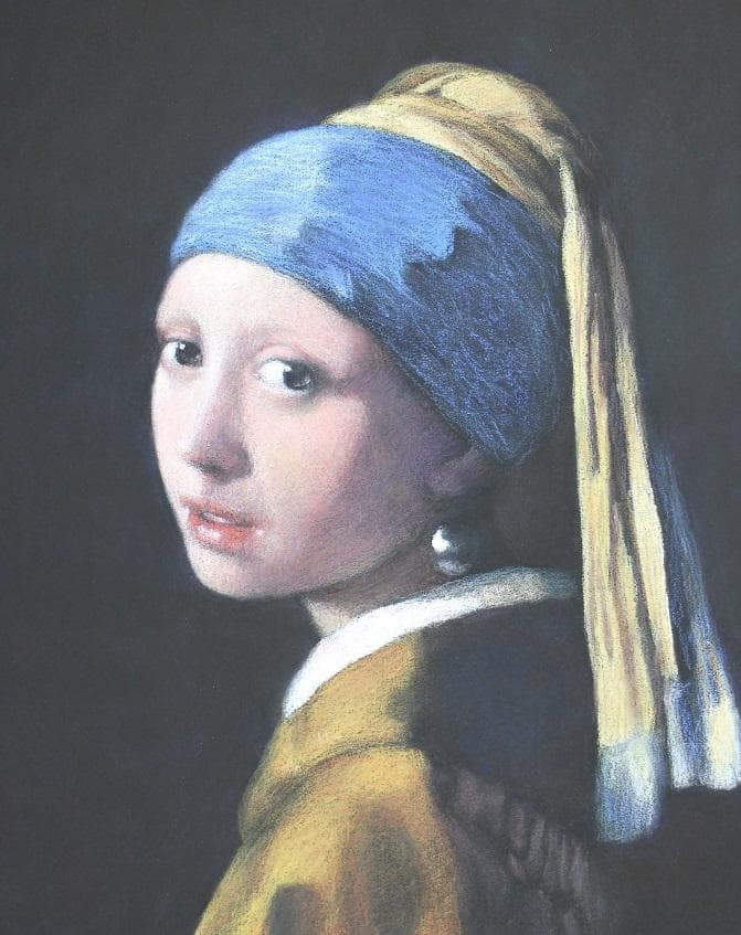 井上 司　フェルメール「青いターバンの少女」模写　パステル画　F8