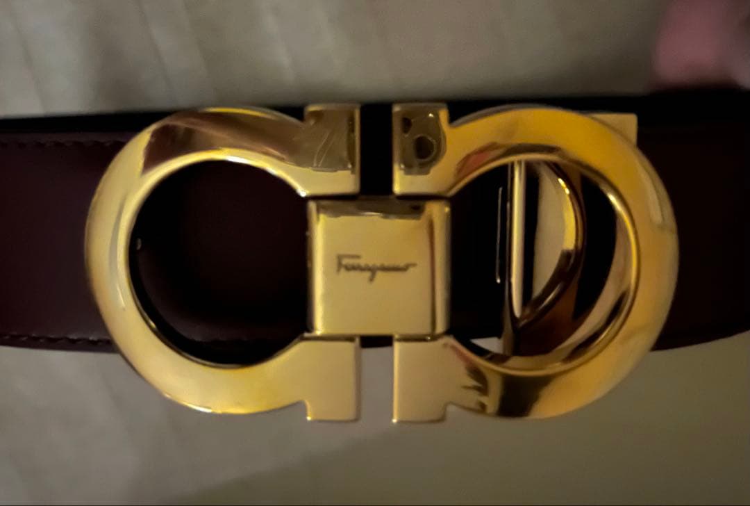 Ferragamo ブラウンブラックリバーシブル神士ベルト