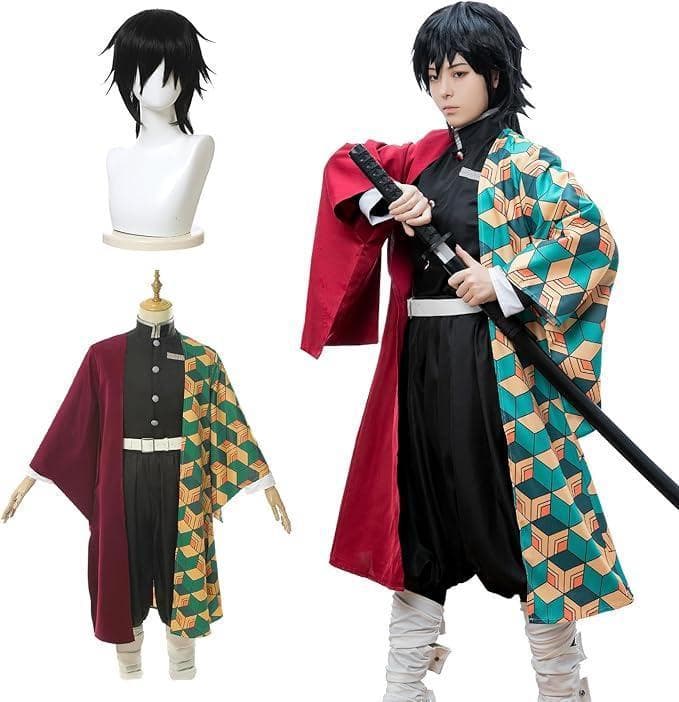 冨岡義勇⭐️鬼滅の刃 コスプレ XL ウィッグ付き衣装セット 新品未使用
